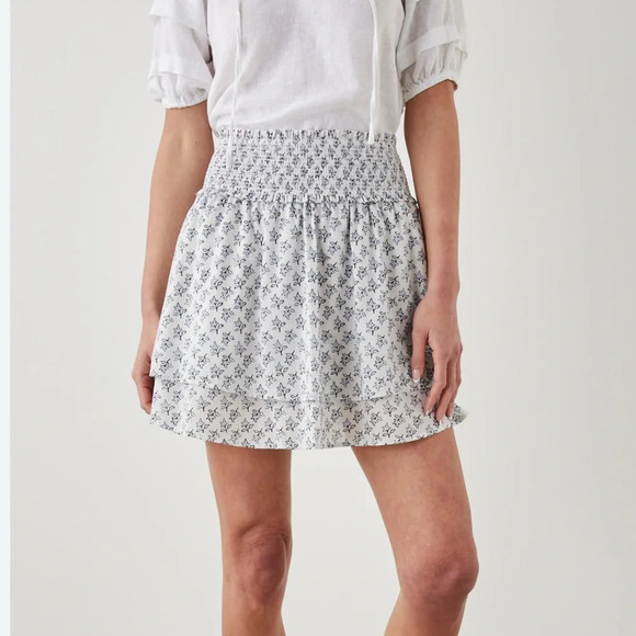 Rails Addison Blue White Ivy High Rise Smocked Waist Mini Skirt Small. 350 - Picture 1 of 5